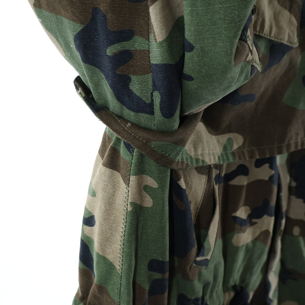 OFF-WHITE(オフホワイト) ファー付き カモ柄 リップストップ ミリタリー モッズコート カーキ