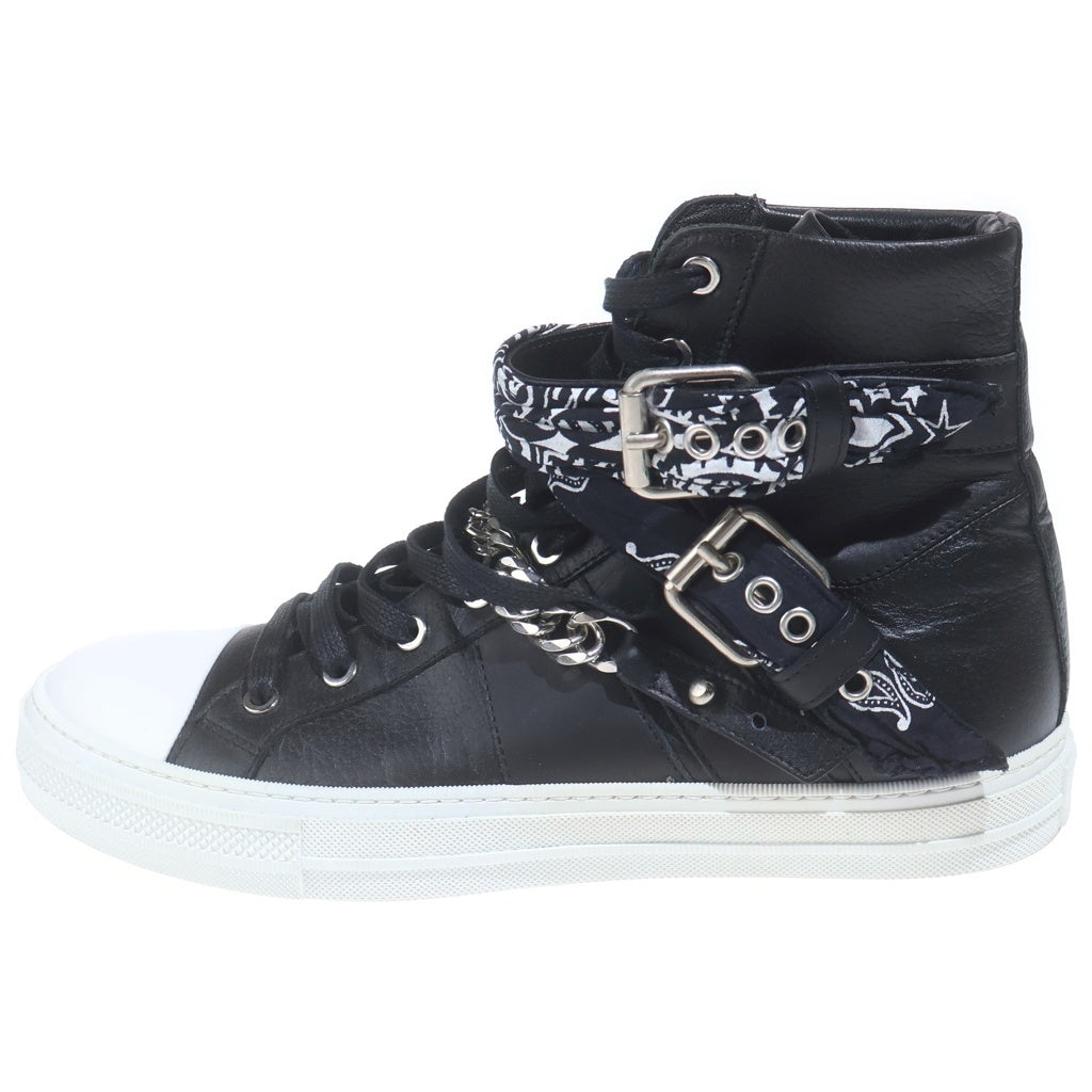 AMIRI(アミリ) チェーン装飾 バンダナ レザー ハイカットスニーカー ブラック