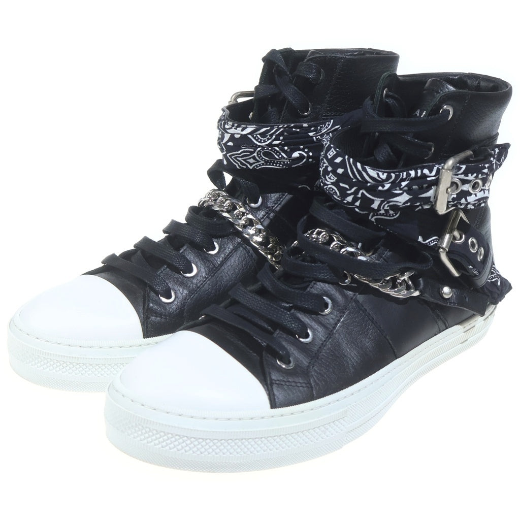 AMIRI(アミリ) チェーン装飾 バンダナ レザー ハイカットスニーカー ブラック