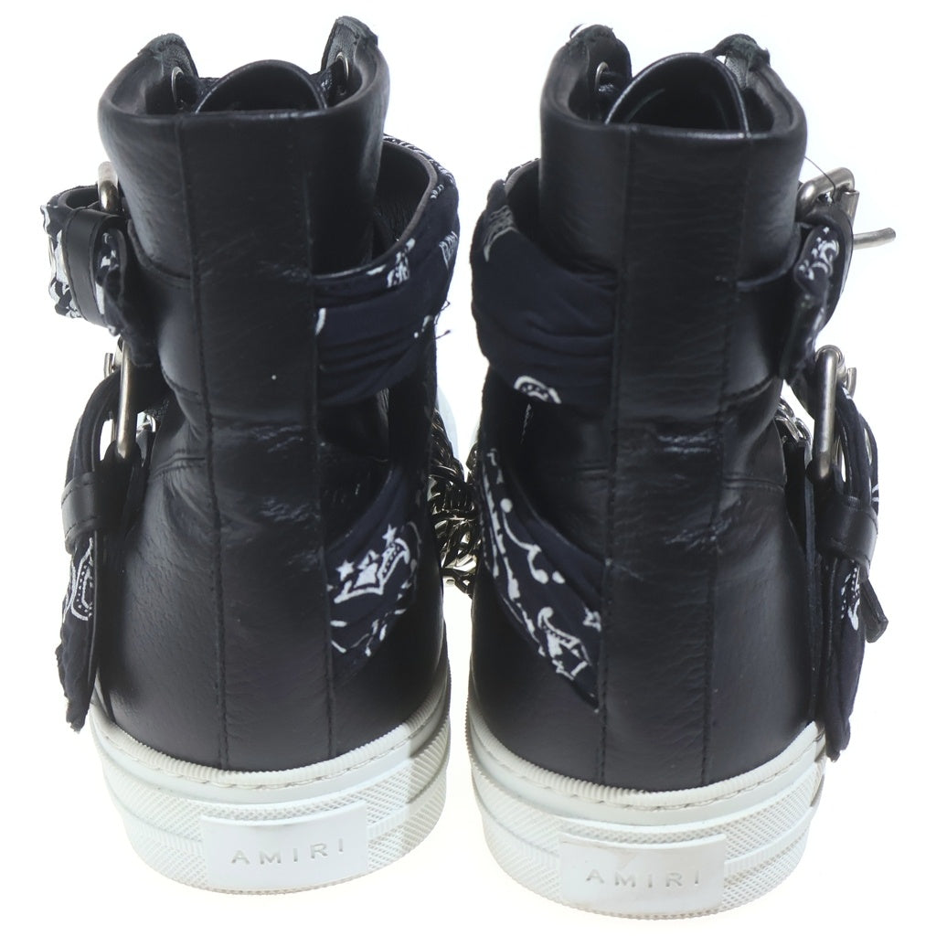 AMIRI(アミリ) チェーン装飾 バンダナ レザー ハイカットスニーカー ブラック