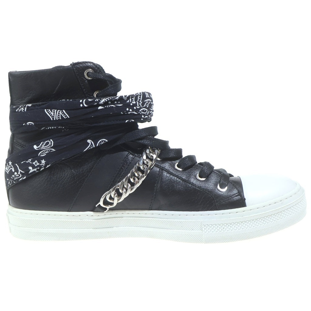 AMIRI(アミリ) チェーン装飾 バンダナ レザー ハイカットスニーカー ブラック