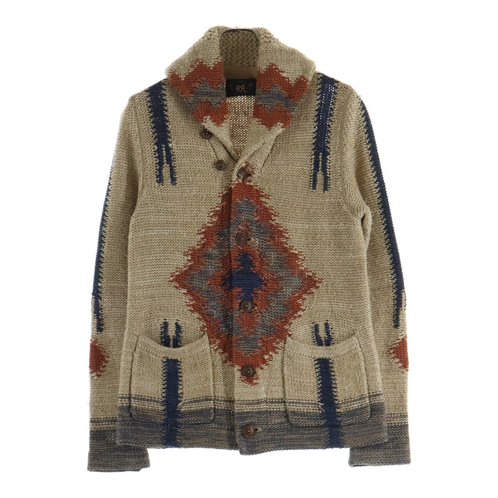 RRL(ダブルアールエル) HANDKNIT ハンドニット ネイティブ柄 カーディガン セーター ベージュ