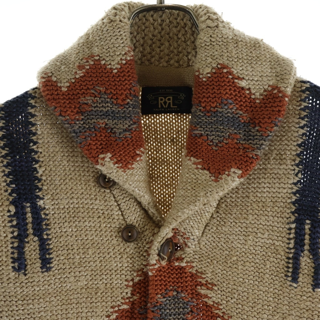 RRL(ダブルアールエル) HANDKNIT ハンドニット ネイティブ柄 カーディガン セーター ベージュ