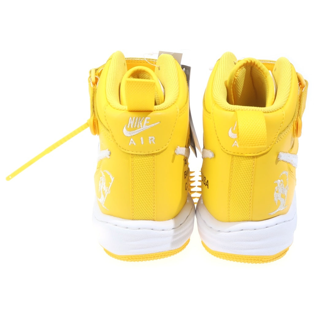 NIKE(ナイキ) ×OFF-WHITE AIR FORCE1 MID SP LTHR DR0500-101 オフホワイト エアフォース1 ミドルカットスニーカー ホワイト/イエロー US11/29cm