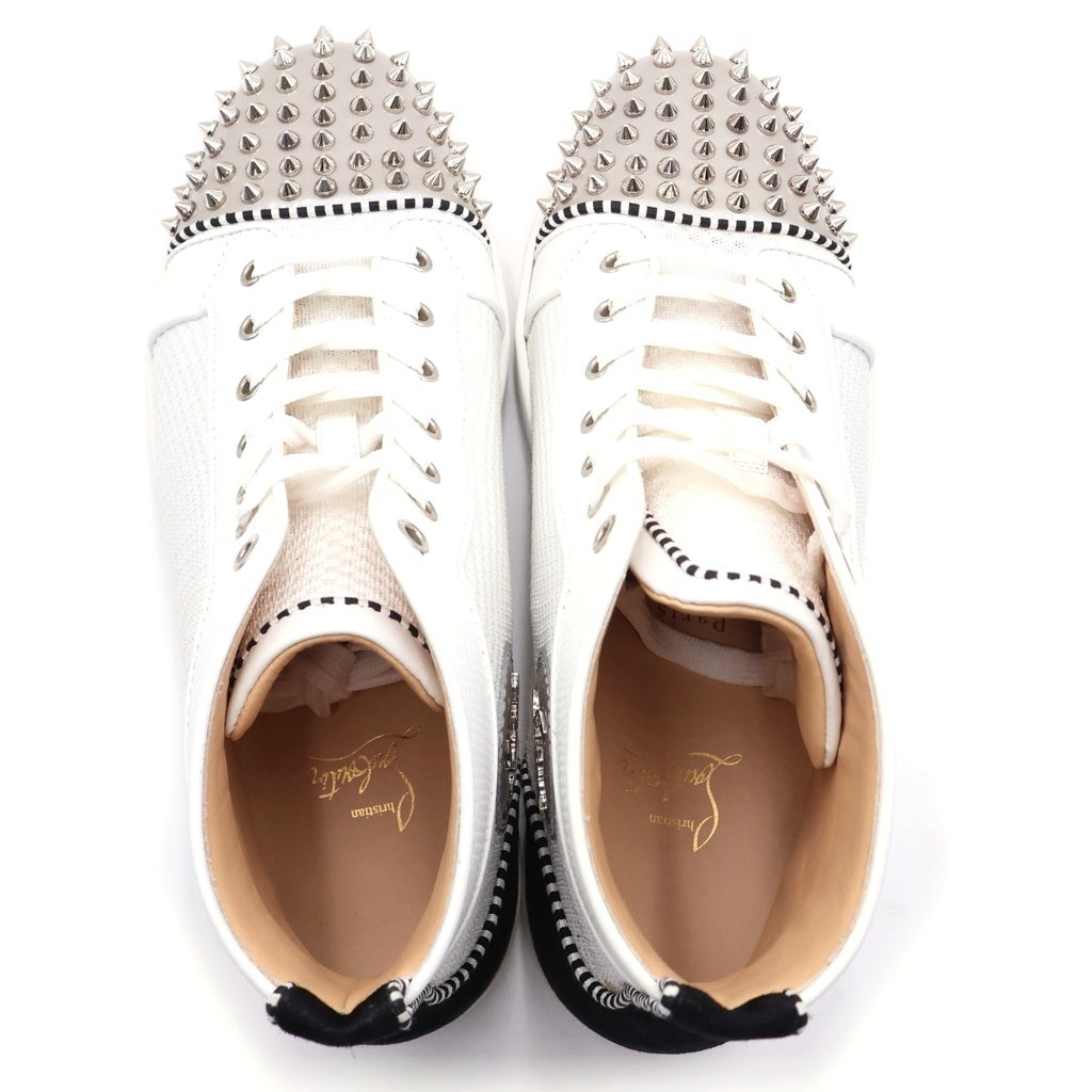 CHRISTIAN LOUBOUTIN(クリスチャンルブタン) LOU SPIKES ORLATO FLAT LET MET スパイクスタッズ ロゴパッチ ハイカットスニーカー ホワイト 3190310