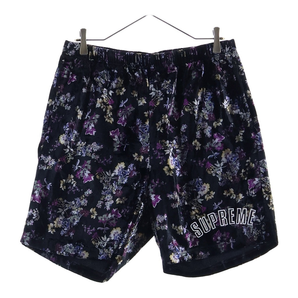 SUPREME(シュプリーム) 19AW Floral Velour Short フローラル ベロア ショーツ ショート ハーフパンツ ブラック