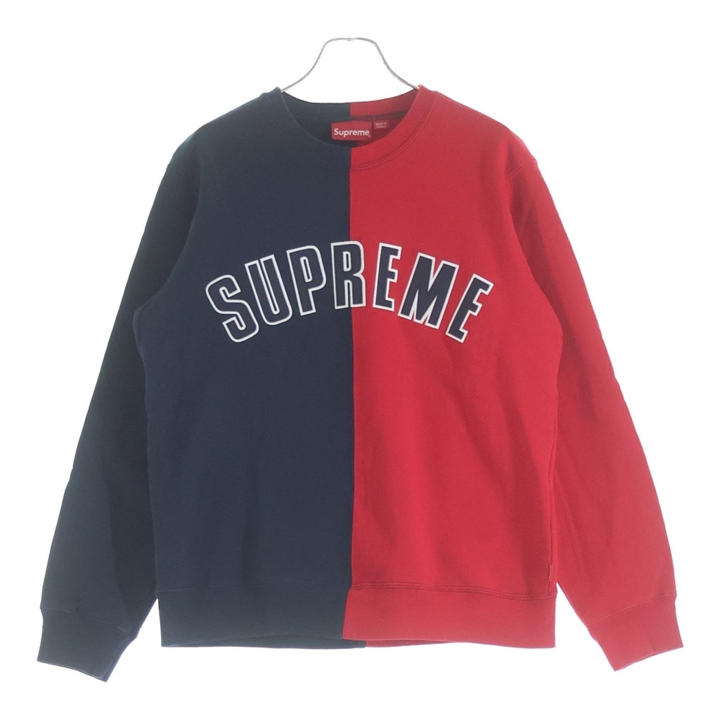 SUPREME(シュプリーム) 18AW Split Crewneck Sweatshirt スプリット クルーネック スウェットトレーナー ネイビー/レッド