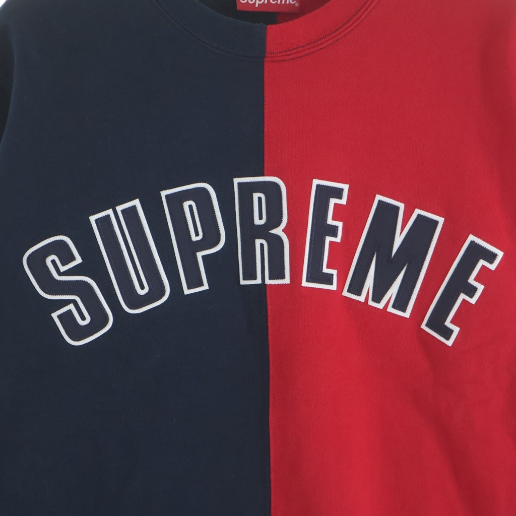 SUPREME(シュプリーム) 18AW Split Crewneck Sweatshirt スプリット クルーネック スウェットトレーナー ネイビー/レッド