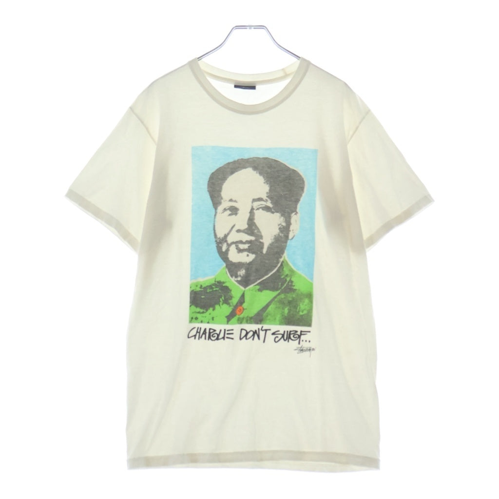 STUSSY(ステューシー) ×Dover Street Market DSM Charlie Don'T Surf Tee ドーバーストリートマーケット 毛沢東 プリント クルーネック 半袖Tシャツ カットソー ホワイト