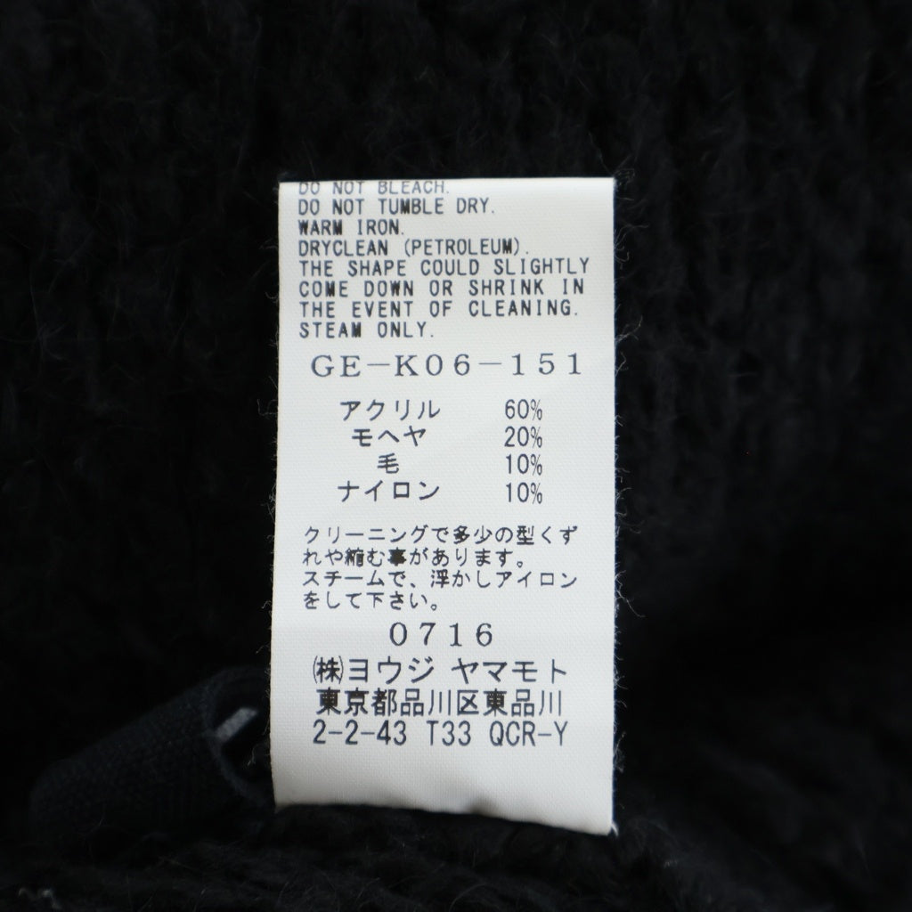 Ground Y(グラウンドワイ) ウール ニット カーディガン ブラック レディース GE-K06-151