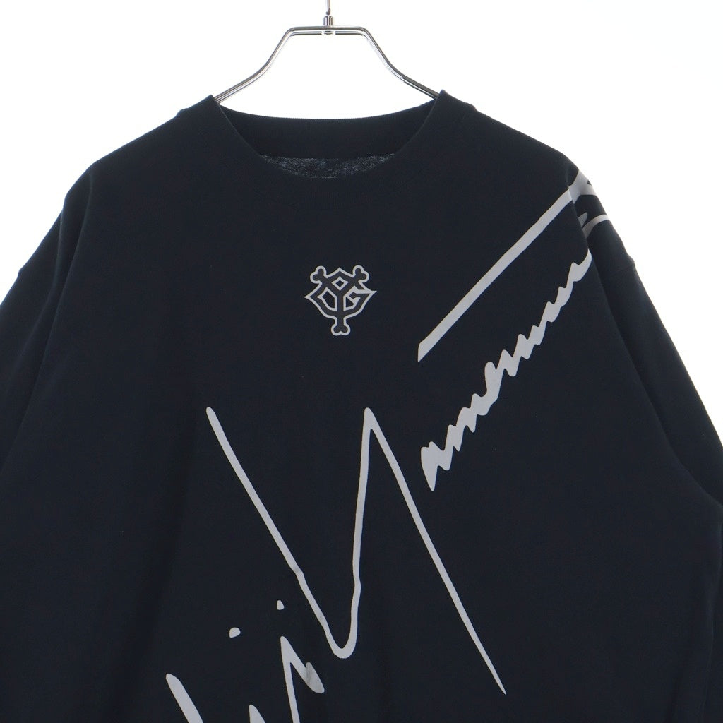 Yohji Yamamoto POUR HOMME(ヨウジヤマモト プールオム) ×Yomiuri Giants L/S COTTON TEE 読売ジャイアンツ ロゴプリント クルーネック 長袖Tシャツ カットソー ブラック SE-T17-028