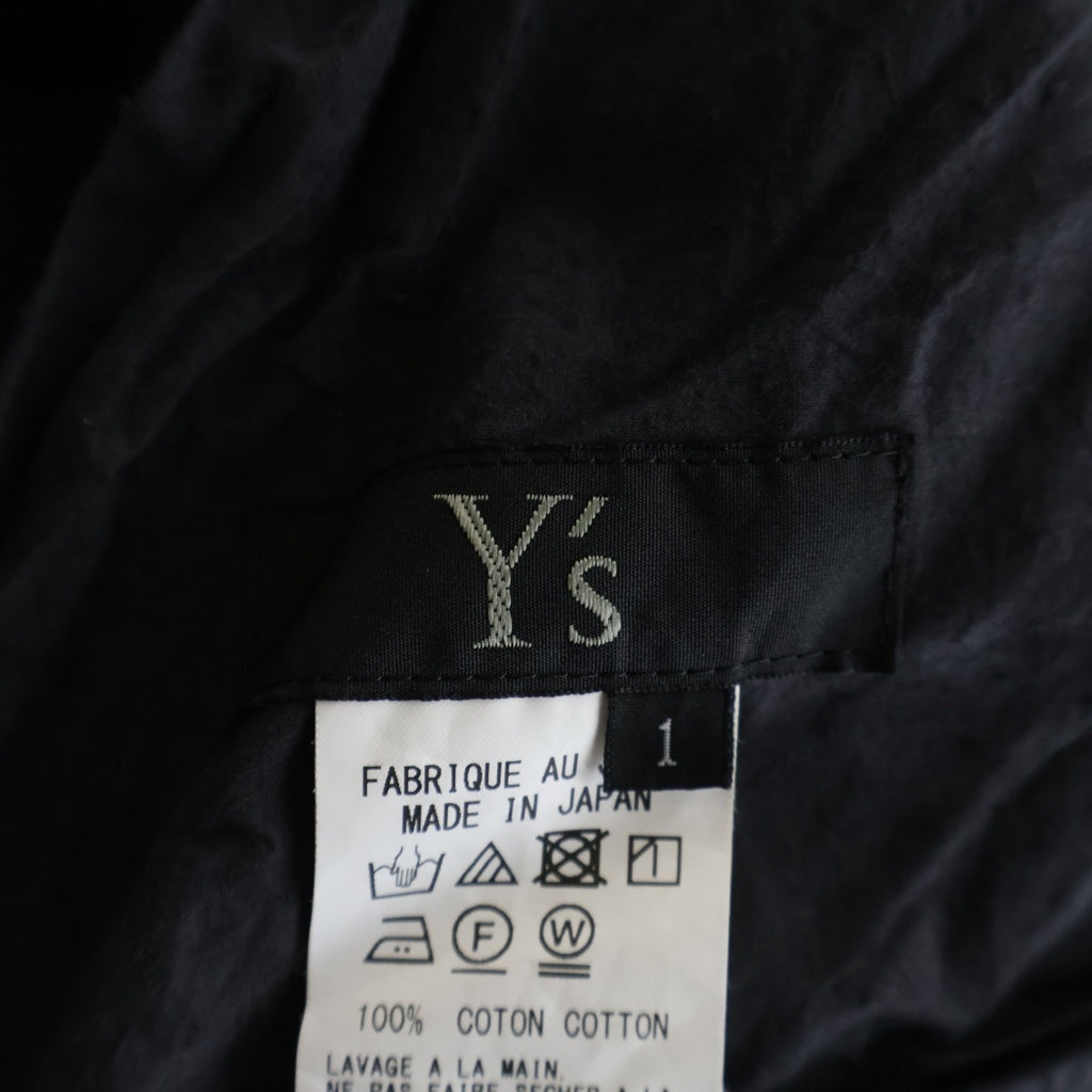 Y's(ワイズ) 変形デザイン オーバーサイズ コットン 半袖シャツ ワンピース ブラック/グレー レディース YM-D02-030