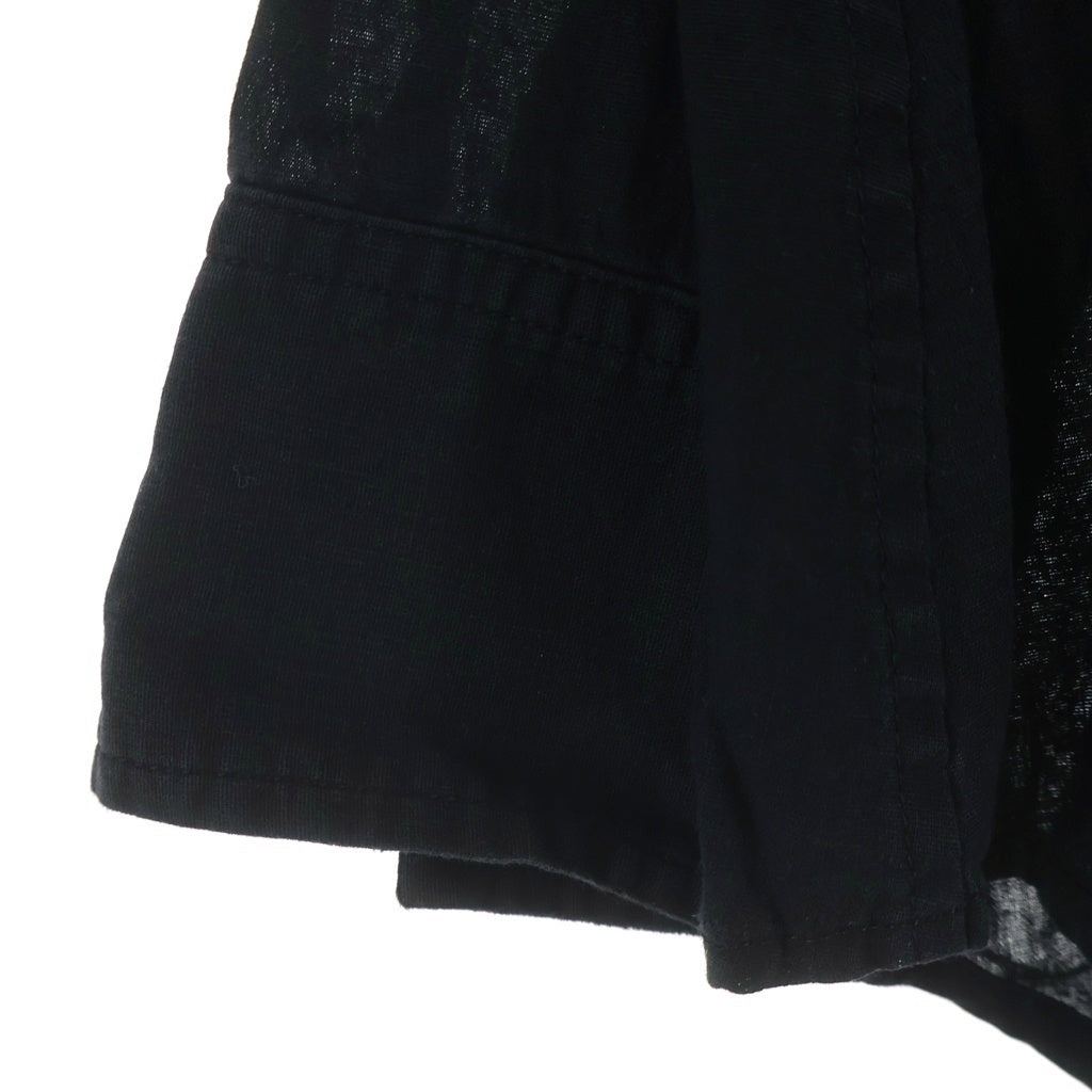 Yohji Yamamoto(ヨウジヤマモト) アシンメトリーフリル プリーツ コットン リネン 長袖シャツ ブラック FB-B07-046 レディース