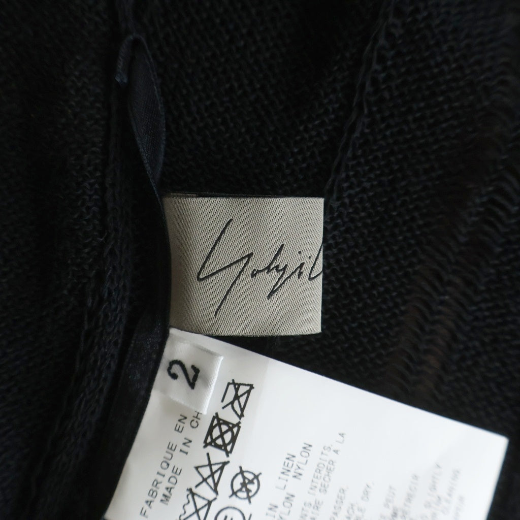 Y's ワイズ ヨウジヤマモト リネン混 ニットカーディガン 安全ピン 日本製 Yohji Yamamoto(ヨウジヤマモト) 安全ピン付 リネン混ナイロン
