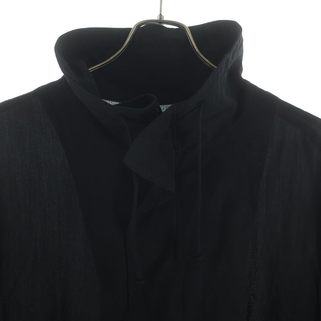 YOHJI YAMAMOTO REGULATION(ヨウジヤマモト レギュレーション) RY BROAD R-SHORT MODS C ドローコード付き セルロース ジップアップ ジャケット モッズコート ブラック FI-C50-202