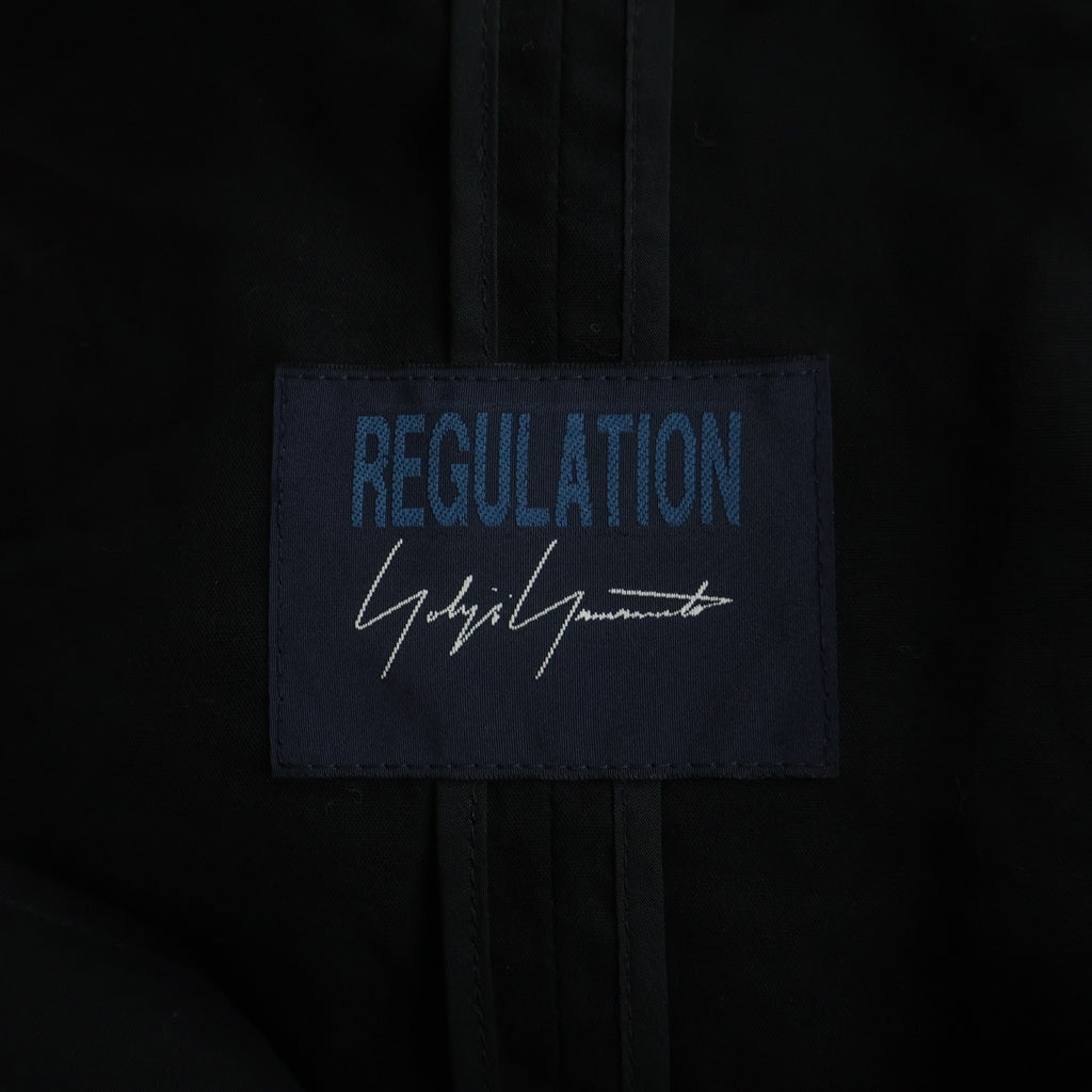 YOHJI YAMAMOTO REGULATION(ヨウジヤマモト レギュレーション) RY BROAD R-SHORT MODS C ドローコード付き セルロース ジップアップ ジャケット モッズコート ブラック FI-C50-202