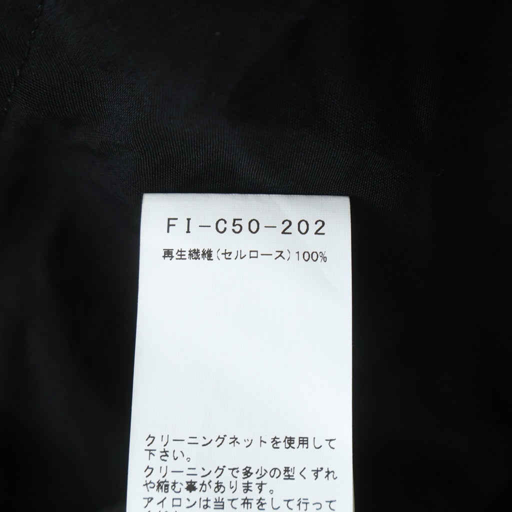 YOHJI YAMAMOTO REGULATION(ヨウジヤマモト レギュレーション) RY BROAD R-SHORT MODS C ドローコード付き セルロース ジップアップ ジャケット モッズコート ブラック FI-C50-202