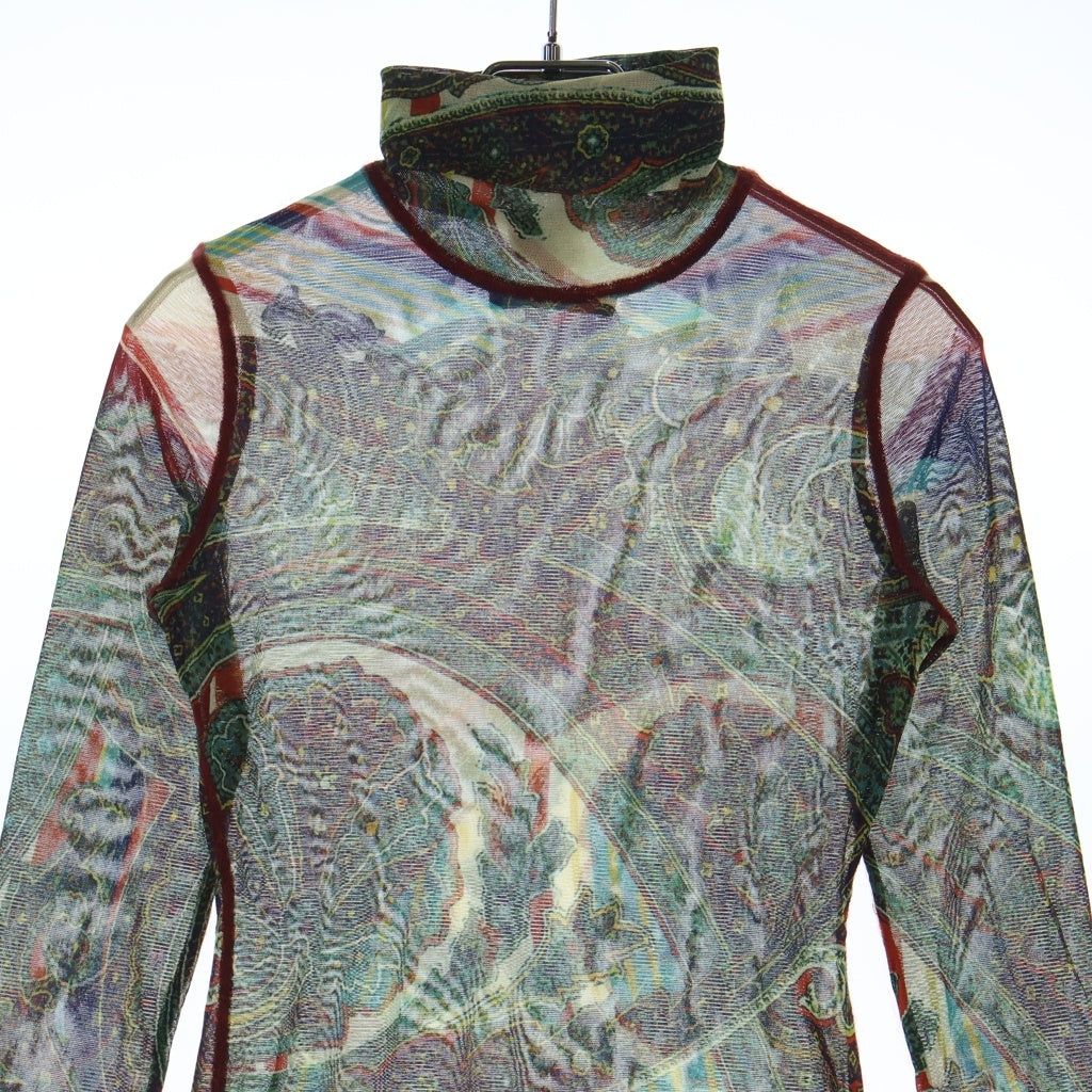 Jean Paul GAULTIER(ジャンポールゴルチエ) FEMME パワーネット ハイネック ペイズリー柄 メッシュトップ レディース マルチカラー