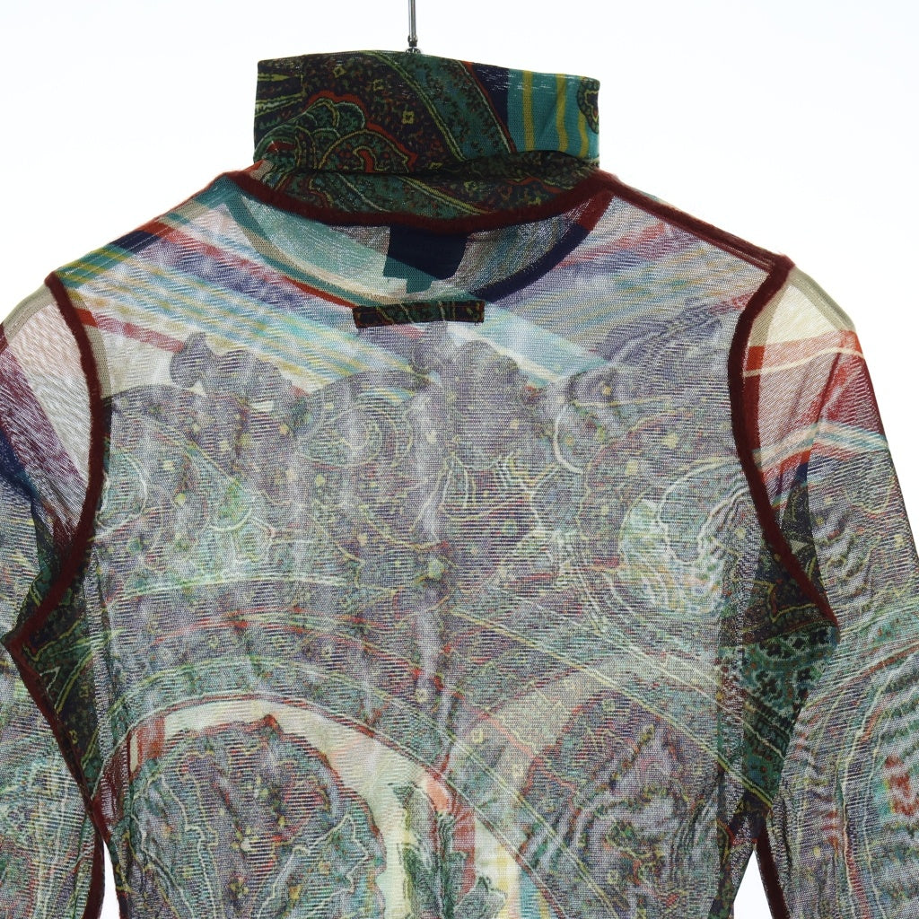 Jean Paul GAULTIER(ジャンポールゴルチエ) FEMME パワーネット ハイネック ペイズリー柄 メッシュトップ レディース マルチカラー