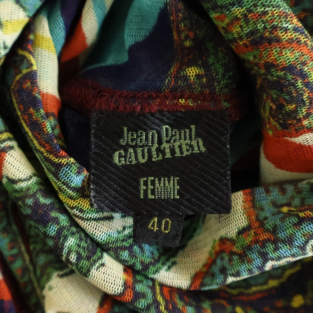 Jean Paul GAULTIER(ジャンポールゴルチエ) FEMME パワーネット ハイネック ペイズリー柄 メッシュトップ レディース マルチカラー