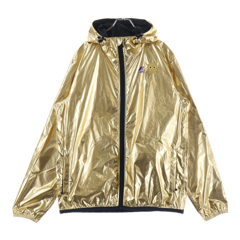 PLAY COMME des GARCONS(プレイコムデギャルソン) ×K-WAY FULL ZIP NYLON JACKET ハートロゴ ナイロン ジップアップ ジャケット ブルゾン ゴールド AZ-J508-051