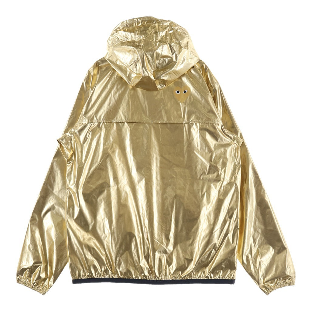 PLAY COMME des GARCONS(プレイコムデギャルソン) ×K-WAY FULL ZIP NYLON JACKET ハートロゴ ナイロン ジップアップ ジャケット ブルゾン ゴールド AZ-J508-051