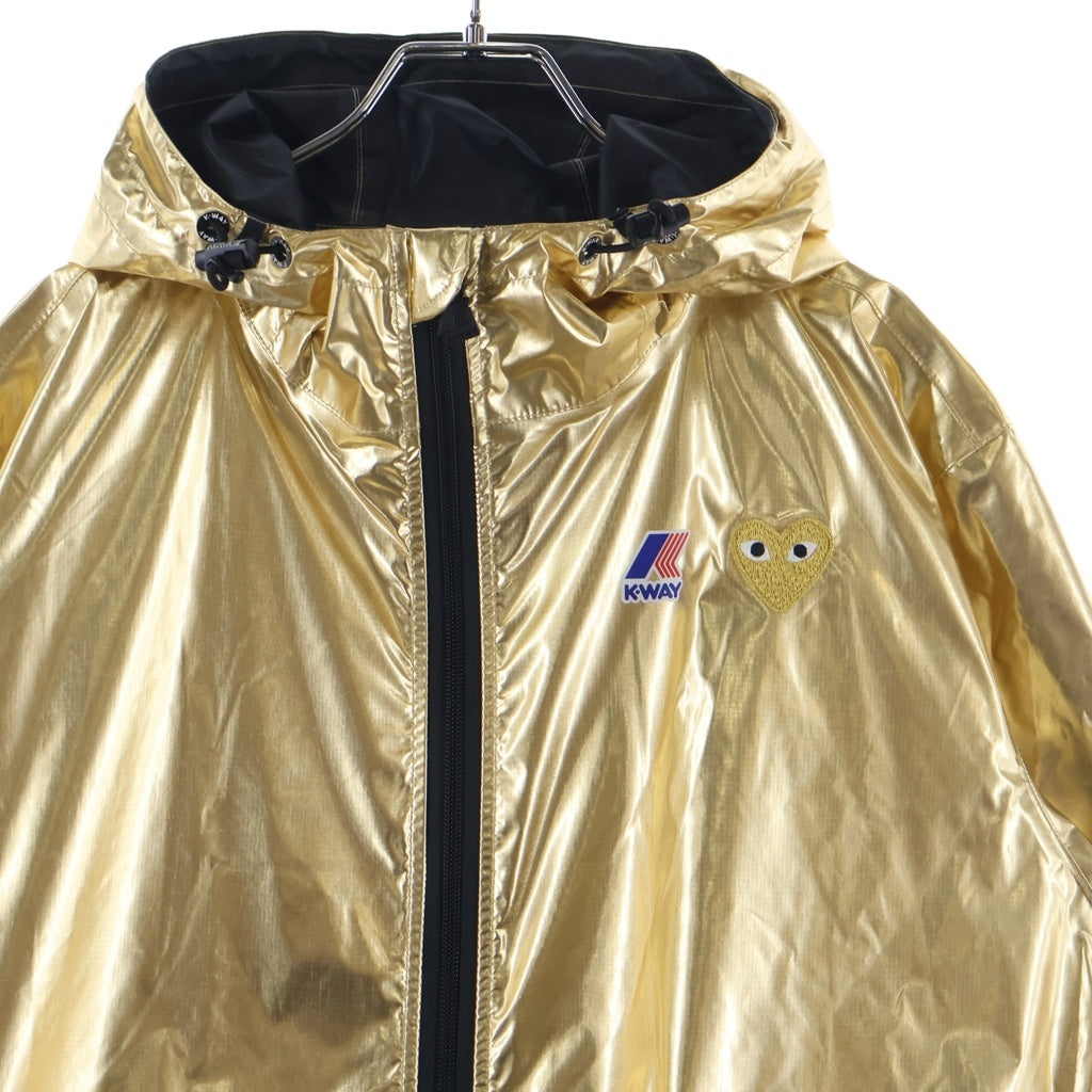 PLAY COMME des GARCONS(プレイコムデギャルソン) ×K-WAY FULL ZIP NYLON JACKET ハートロゴ ナイロン ジップアップ ジャケット ブルゾン ゴールド AZ-J508-051