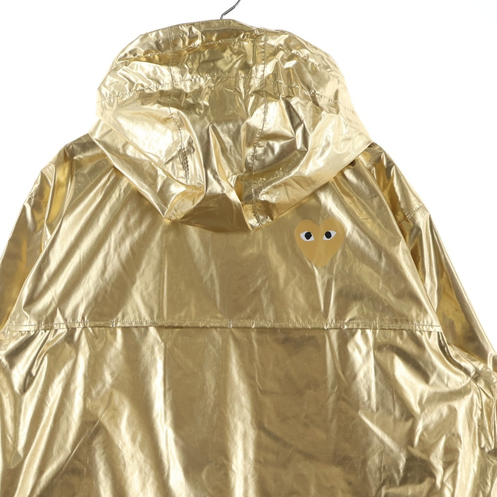 PLAY COMME des GARCONS(プレイコムデギャルソン) ×K-WAY FULL ZIP NYLON JACKET ハートロゴ ナイロン ジップアップ ジャケット ブルゾン ゴールド AZ-J508-051
