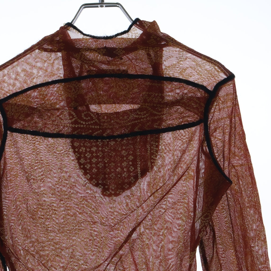 Jean Paul GAULTIER(ジャンポールゴルチエ) FEMME パワーネット オリエンタルタトゥー フーデッド メッシュトップ レディース レッド