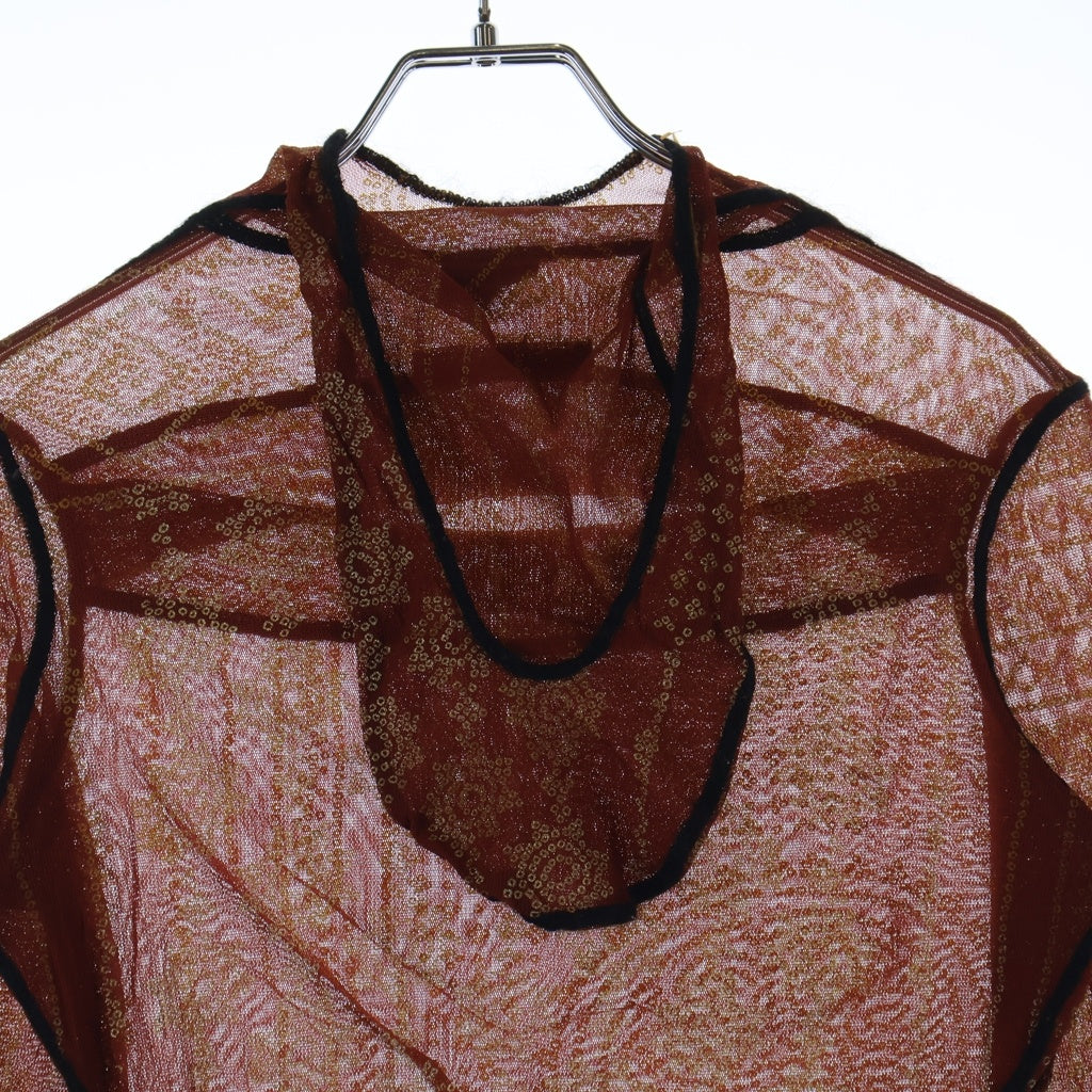 Jean Paul GAULTIER(ジャンポールゴルチエ) FEMME パワーネット オリエンタルタトゥー フーデッド メッシュトップ レディース レッド