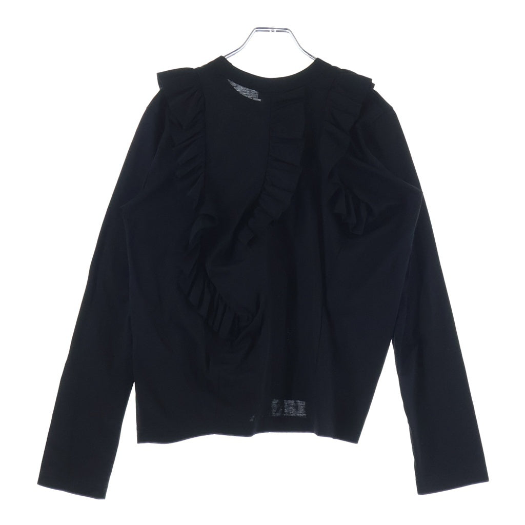 NOIR KEI NINOMIYA(ノワール ケイニノミヤ) フリル コットン クルーネック 長袖Tシャツ カットソー トップス ブラック レディース 3M-T009