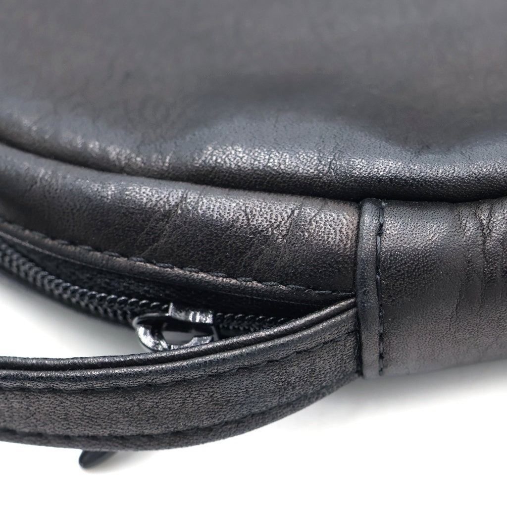 Y's(ワイズ) 23SS SOFT SMOOTH ROUND POCHETTE レザーショルダーバッグ ミニポーチ ブラック YZ-I13-722