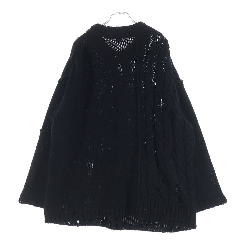 Y's(ワイズ) 22AW パッチワーク ウール混合 カーディガン レディース ブラック YE-K21-584