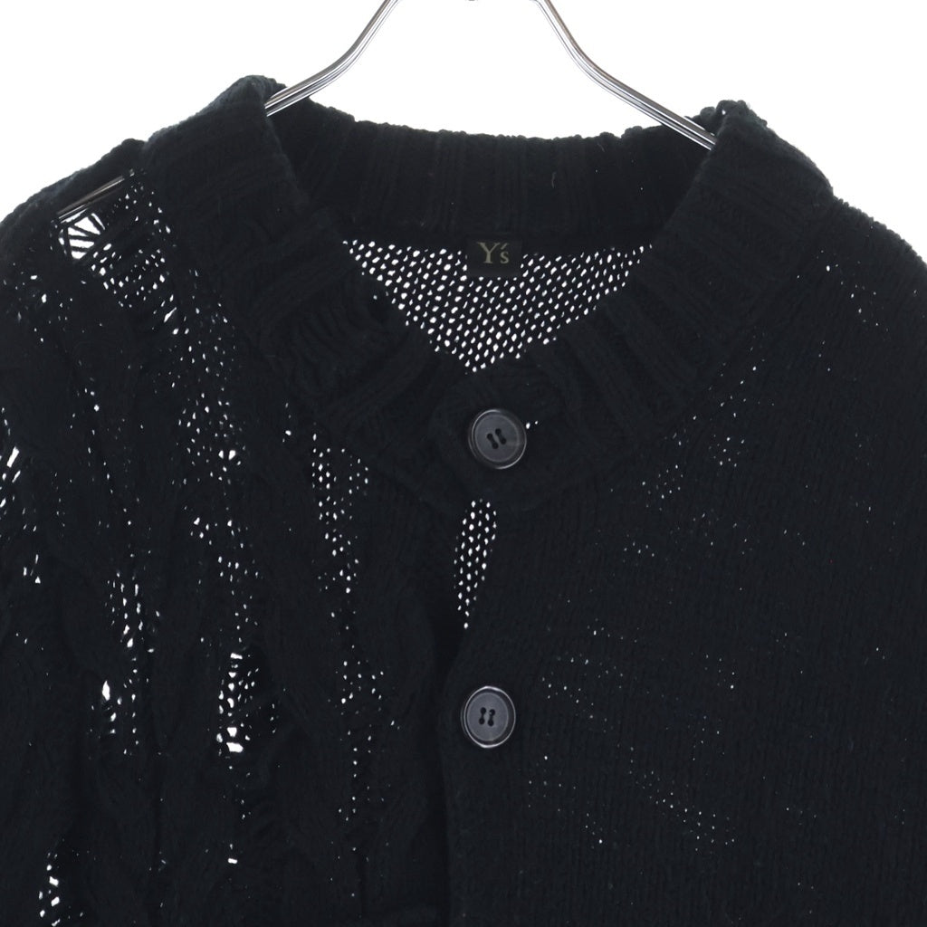 Y's(ワイズ) 22AW パッチワーク ウール混合 カーディガン レディース ブラック YE-K21-584