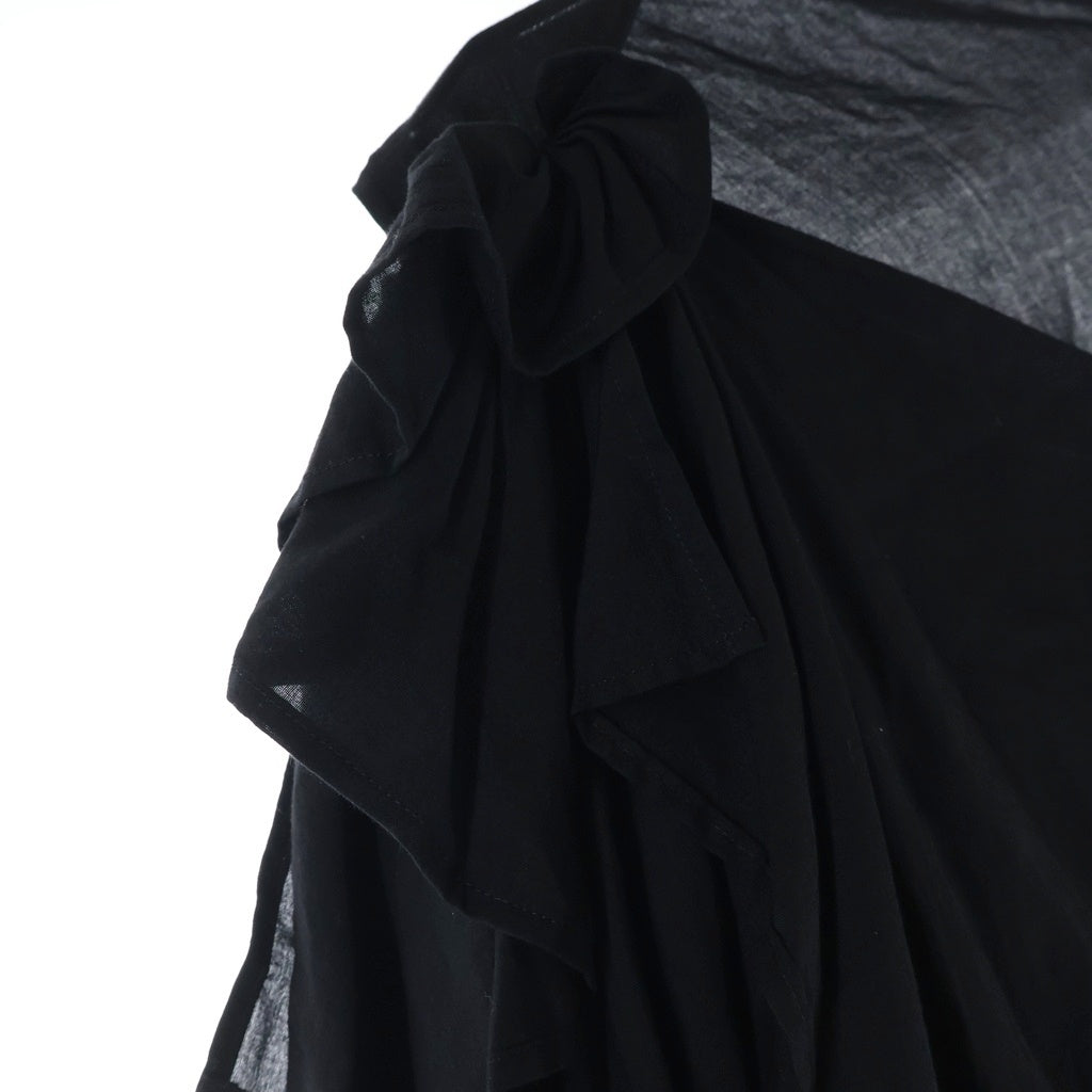 Y's(ワイズ) 22SS LAWN DRAPE TWISTED D-A 変形 ドレープドレス ワンピース レディース ブラック FG-D10-207