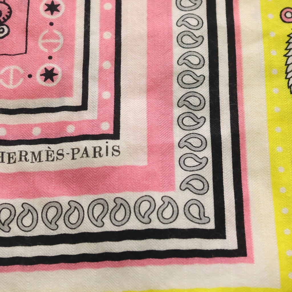 HERMES(エルメス) カレジェアン140 船乗りのタトゥー 大判シルクスカーフ ストール ピンク レディース