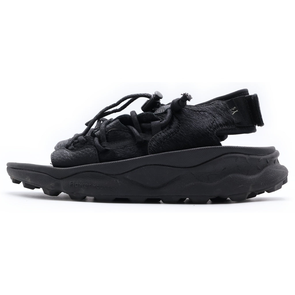 Y's(ワイズ) ×Flower MOUNTAIN PUMA PUNKU フラワーマウンテン プマプンク ハラコ レザー サンダル ブラック レディース US7/25cm FM97-A-001