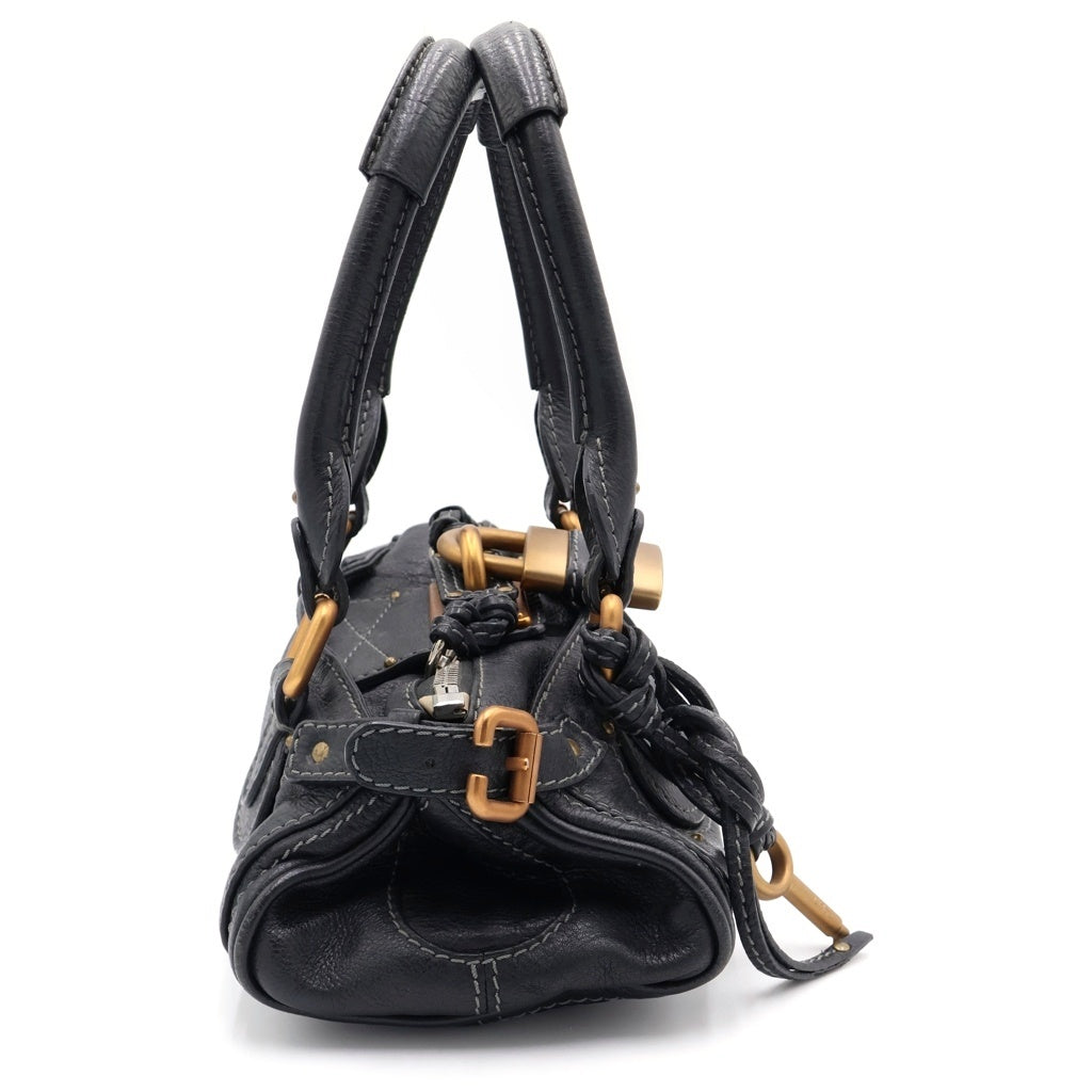 Chloe(クロエ) ミニパディントン ゴールド金具 レザー ワンショルダー ハンドバッグ ミニボストン ブラック レディース