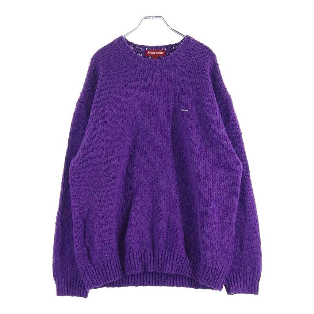 SUPREME(シュプリーム) 24SS Boucle Small Box Logo Sweater ブークレ スモールボックスロゴ クルーネック ニットセーター パープル