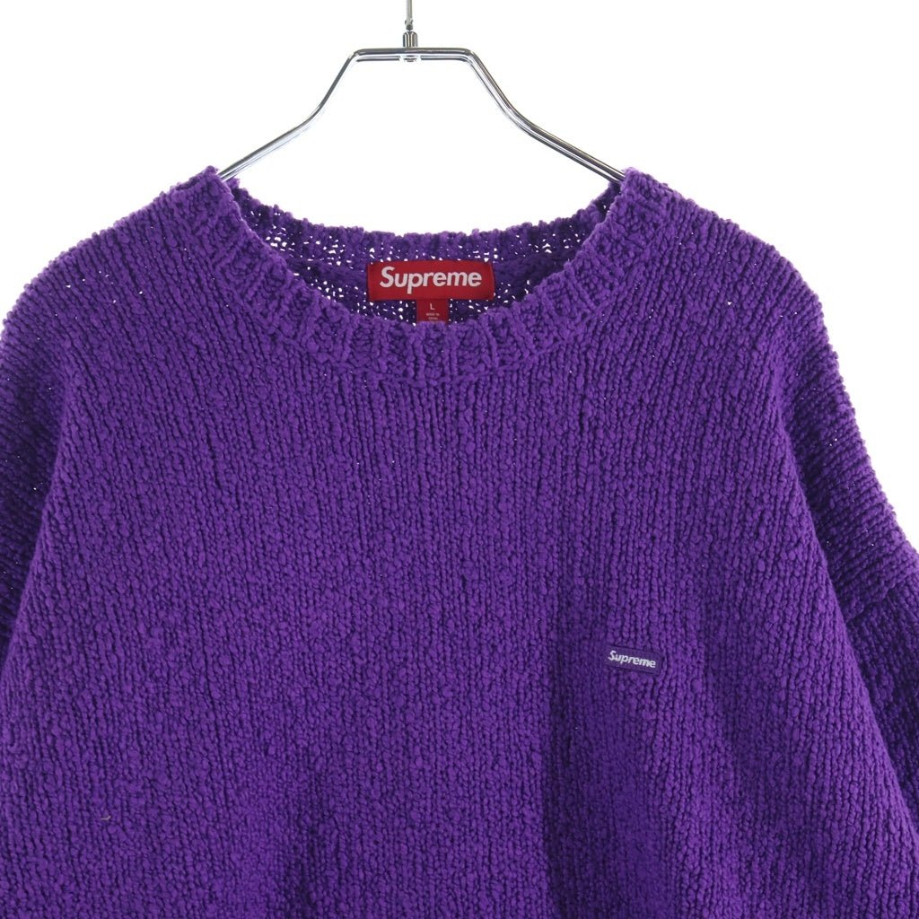 SUPREME(シュプリーム) 24SS Boucle Small Box Logo Sweater ブークレ スモールボックスロゴ クルーネック ニットセーター パープル
