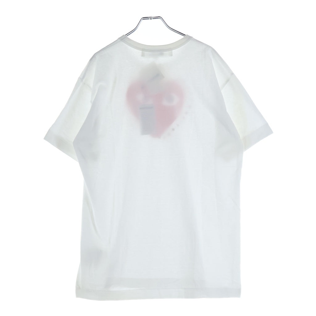 PLAY COMME des GARCONS(プレイコムデギャルソン) ハートロゴ プリント スタッズ クルーネック 半袖Tシャツ カットソー ホワイト AX-T803 AD2024/7