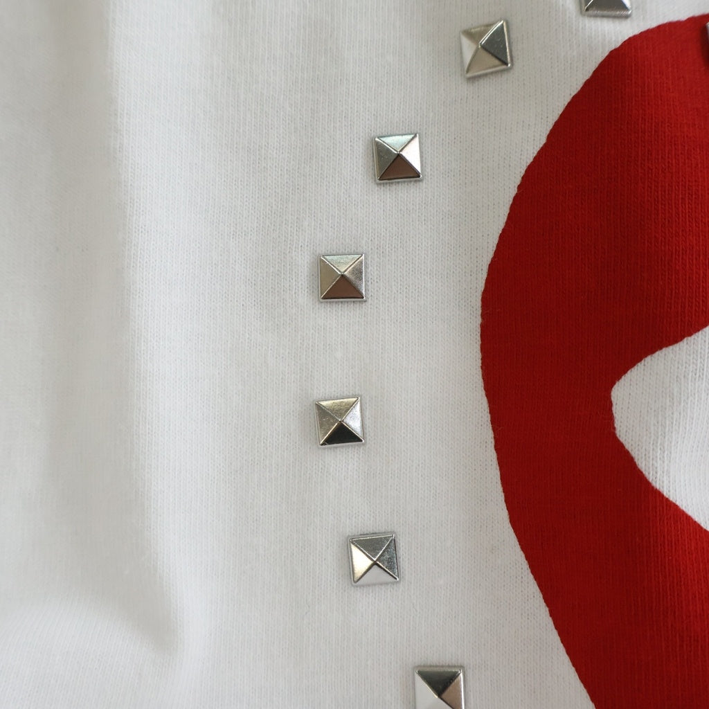 PLAY COMME des GARCONS(プレイコムデギャルソン) ハートロゴ プリント スタッズ クルーネック 半袖Tシャツ カットソー ホワイト AX-T803 AD2024/7