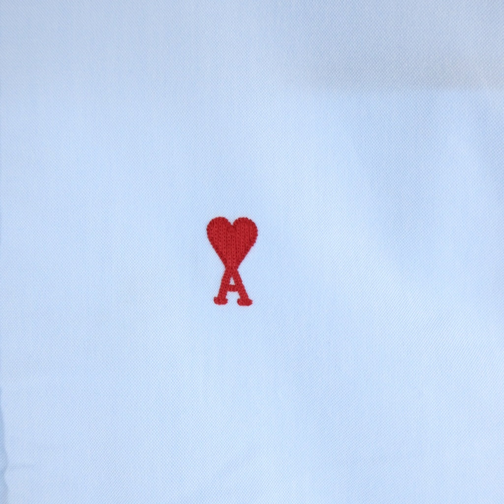 AMI Alexandre Mattiussi(アミアレクサンドルマテュッシ) 22AW AMI de Coeur ハートロゴ刺繍 ボタンダウン 長袖シャツ ブルー BFHSH113.480