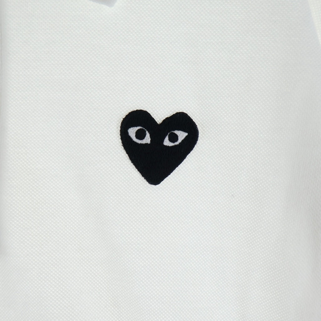 PLAY COMME des GARCONS(プレイコムデギャルソン) 25SS ハートロゴ刺繍 コットン 半袖ポロシャツ ホワイト AX-T006 AD2025/3