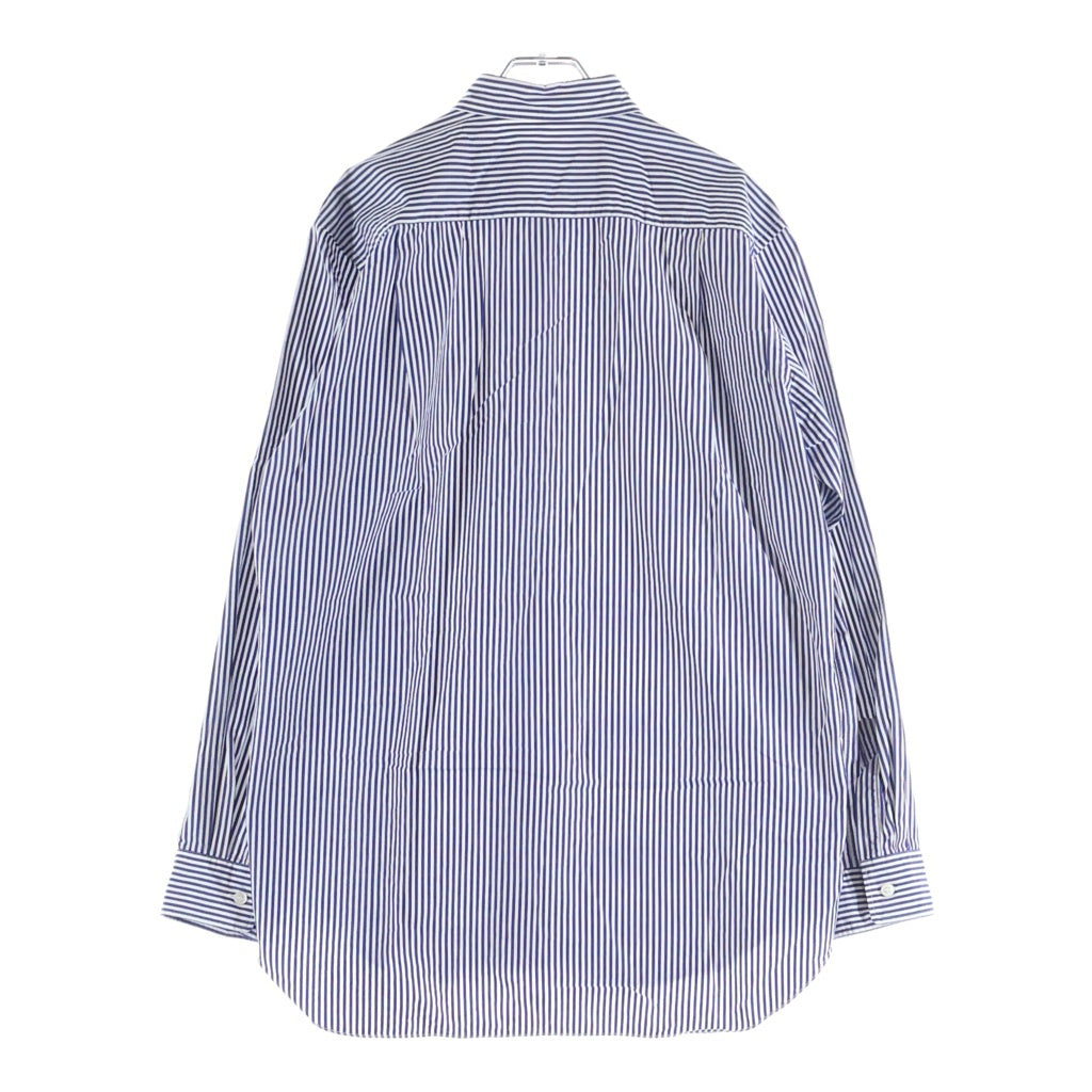 PLAY COMME des GARCONS(プレイコムデギャルソン) ハートロゴ刺繍 コットン ストライプ 長袖シャツ ネイビー/ホワイト AZ-B008 AD2019/8