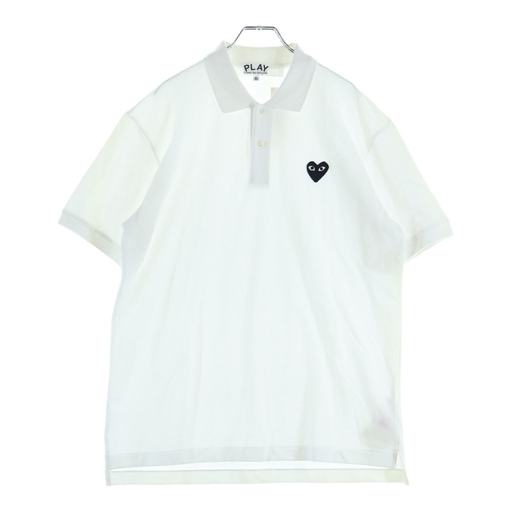 PLAY COMME des GARCONS(プレイコムデギャルソン) 25SS ハートロゴ刺繍 コットン 半袖ポロシャツ ホワイト AX-T066 AD2025/3