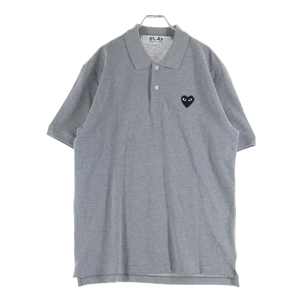 PLAY COMME des GARCONS(プレイコムデギャルソン) 25SS ハートロゴ刺繍 コットン 半袖ポロシャツ グレー AX-T078 AD2025/4