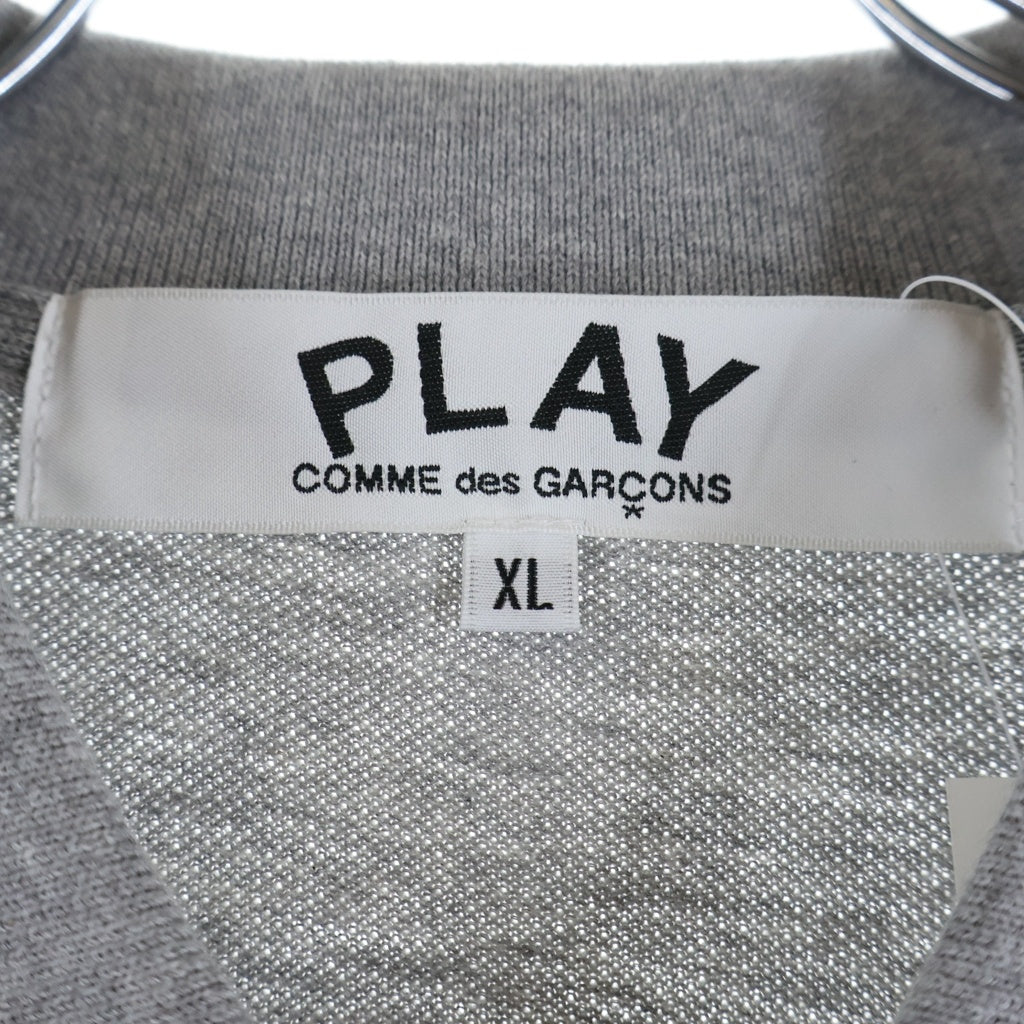 PLAY COMME des GARCONS(プレイコムデギャルソン) 25SS ハートロゴ刺繍 コットン 半袖ポロシャツ グレー AX-T078 AD2025/4