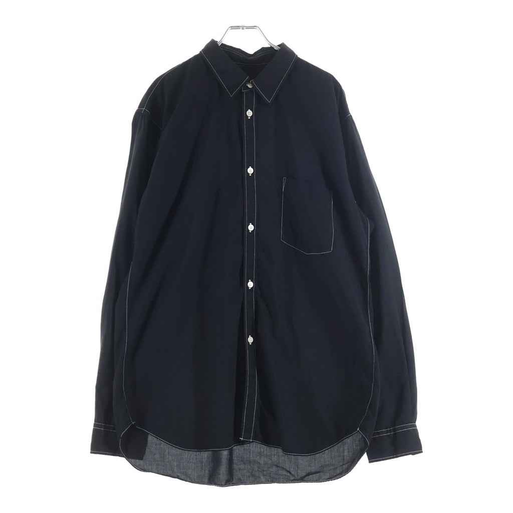 COMME des GARCONS HOMME DEUX(コムデギャルソン オムドゥ) 23AW 後染め加工 ポリエステル ステッチ 長袖シャツ ブラック DL-B022