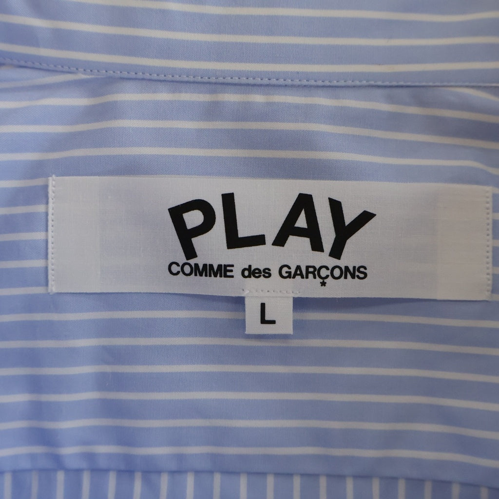 PLAY COMME des GARCONS(プレイコムデギャルソン) ×ノースフェイス ロゴプリント ストライプ 長袖シャツ ブルー AE-B202 AD2020